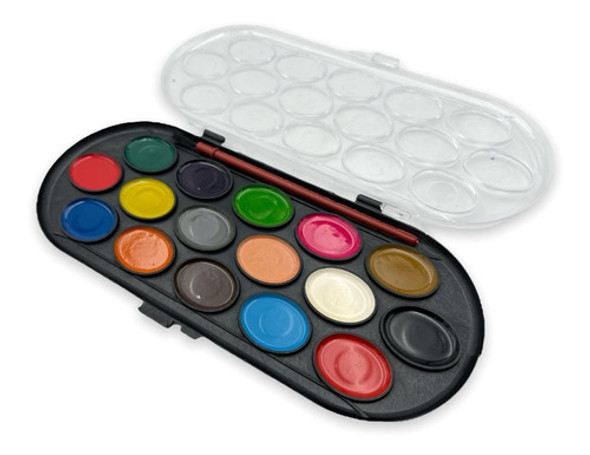 Acuarelas Pintura 16 Colores + Pincel Pack X 4 0