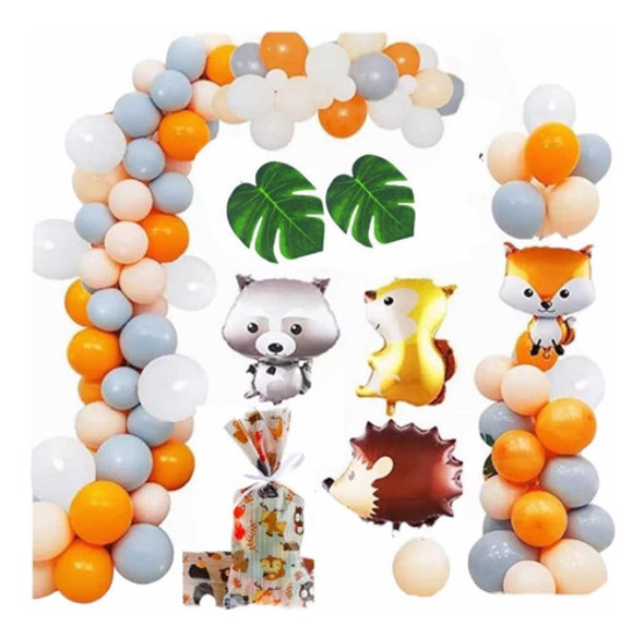 Pack 145 Piezas Globos  Animales Del Bosque Bolsitas /muñeco 0