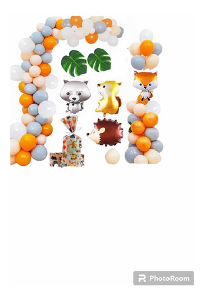 Pack 145 Piezas Globos  Animales Del Bosque Bolsitas /muñeco 1