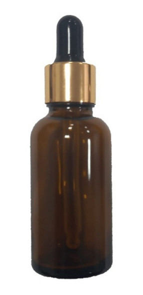 Frasco De Vidrio Ambar De 30ml Con Cuenta Gota Dorado (x 20) 0
