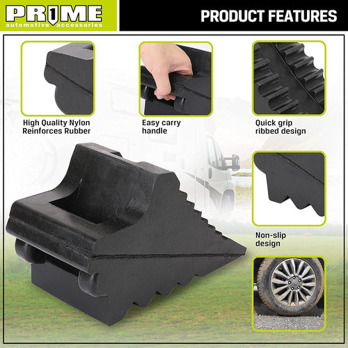 Pr1me Calzos De Rueda De Caucho Macizo, Paquete De 2, Negro, 1