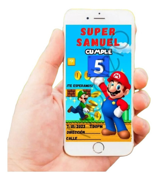 Tarjeta Invitación Digital - Cumpleaños Super Mario 0