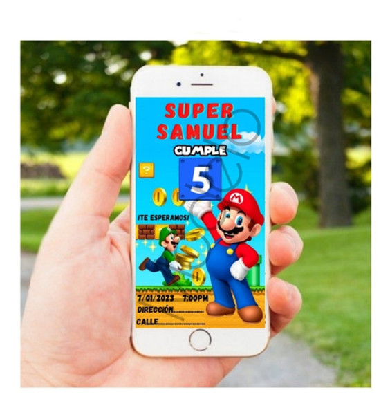 Tarjeta Invitación Digital - Cumpleaños Super Mario 1