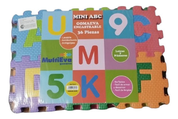 Puzzle Números Y Letras De Goma Eva 36 Piezas Leico 12x12 Cm 0