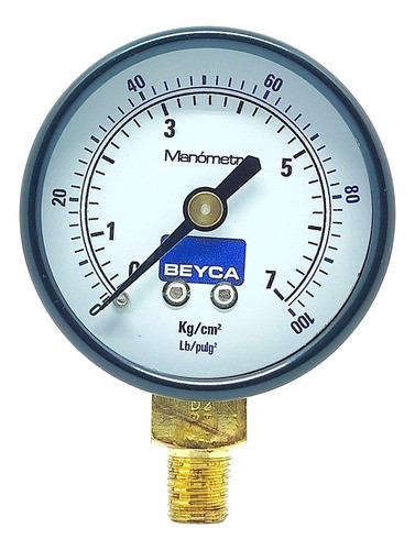 Manómetro Beyca Mm1-34/7 7 Kg 50mm Rosca 1/8 Inferior 0