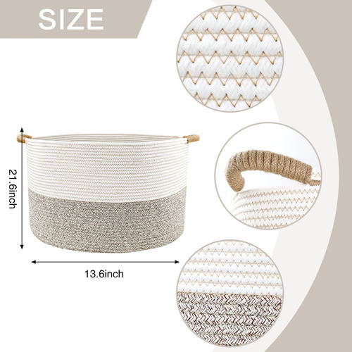 Cesta De Guarderia Tejida Grande De 21.7  X 13.8  Bins Tejid 1