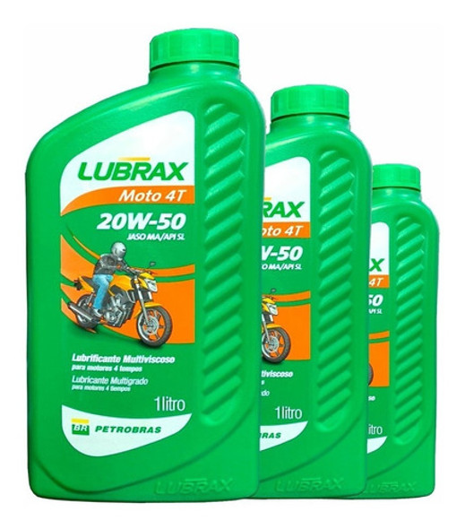 3 Oleo Lubrax 4 Tempos Mineral 20w50 1 Litro 0