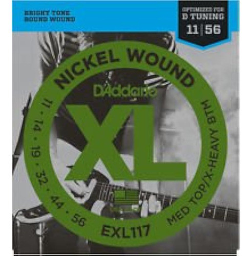 D'addario Exl117 Med Top Ex Heavy Bottom 11-56 Cuerdas De Gu 0