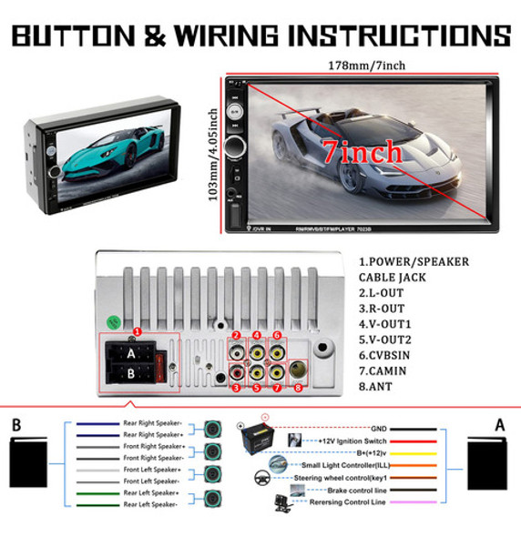 Camecho Estereo Para Automovil De 2 Din Radio Para Automovil 1
