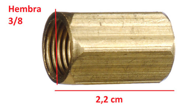 Cupla De Bronce De 3/8 Pulgada Rosca Hembra Pack X5 Unidades 1