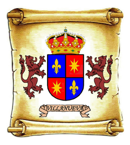 Villanueva - Escudo Del Apellido Heráldica - Lámina 45x30 Cm 0