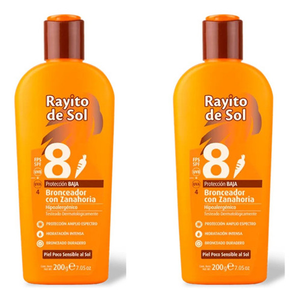 Bronceador Con Zanahoria Fps 8 Rayito De Sol 200g X 2u 0 Bronceador Con Zanahoria Fps 8 Rayito De Sol 200g X 2u 0