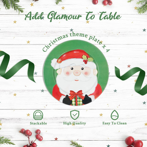 Putuo Decor Juego De 4 Platos De Navidad Con Muecos De Nieve 1