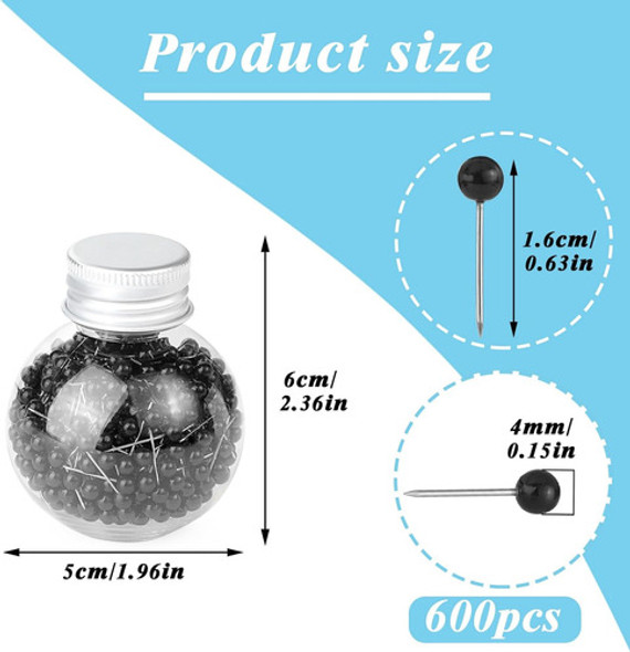 Agujas Rectas De 1,6 Cm Con Cabeza Esférica, 600 Piezas 1