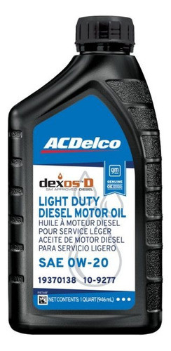 Aceite Sintético Acdelco Dexos D 0w20 1 Lt. Motores Diesel 0