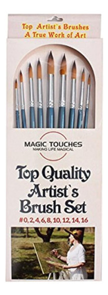 Brochas Redondas Para Artistas - Nylon Dorado De Calidad Pro 1 Brochas Redondas Para Artistas - Nylon Dorado De Calidad Pro 1