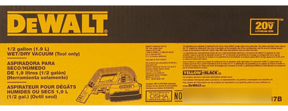Dewalt 20v Max Aspiradora Inalámbrica, Húmedo / Seco, Portát 1