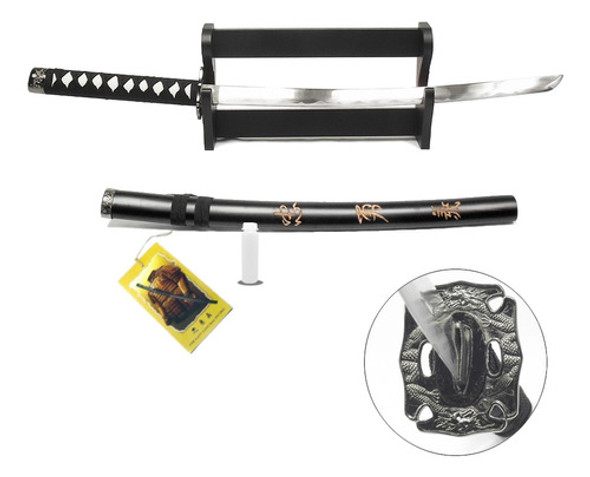 Espada Katana Samurai Wakizashi Preta + Brinde 0 Espada Katana Samurai Wakizashi Preta + Brinde 0