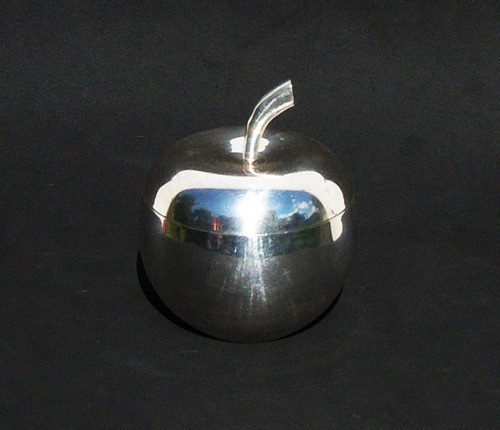 Hist*. Ideal Regalo Alhajero Anillero Manzana Con Baño Plata 0