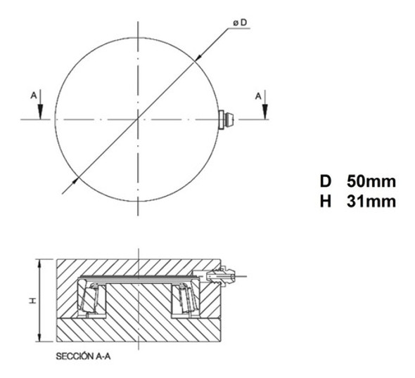 Pivot Inferior Porton Batiente Acero Repuesto 46/50mm 1