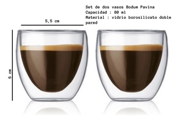 Set De 6 Vasos Bodum 80ml 1