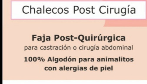 Castracion Perro Y Gato100% Algodón, Talle 0, (t/0 Al 10) 0