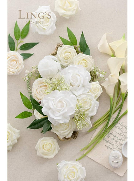 ~? Ling's Moment Artificial Flowers Box Set Vibrant White Fo 1