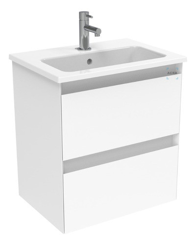 Mueble Blanco Aéreo Con Puerta Y Cajón Bacha Loza 61x46 Acra 1