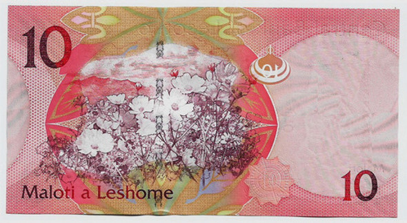 Fk Billete Lesotho 10 Maloti 2013 P-21b Sin Circular. Lujo. 1