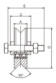 Rueda 120mm En V Para Portón Con Tornillo Y Doble Ruleman 1