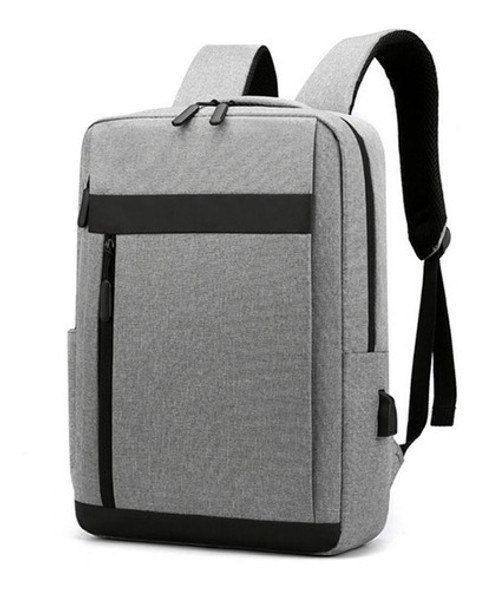 Mochila Notebooks Hasta 15.6'' Impermeable Puerto Usb Gris 0