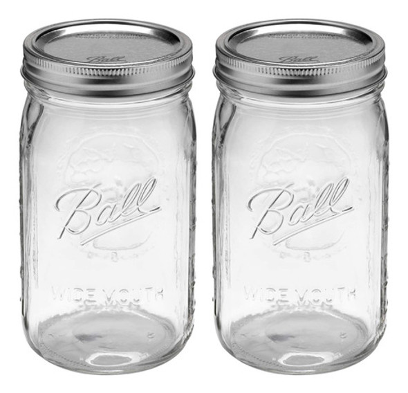 Jarras Mason De 950 Ml Con Tapa Y Banda, Conjunto De 2 0