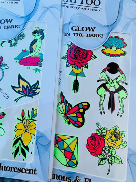 Tatoo Tatuajes Glow In The Dark Fluo X 2 Planchas 1
