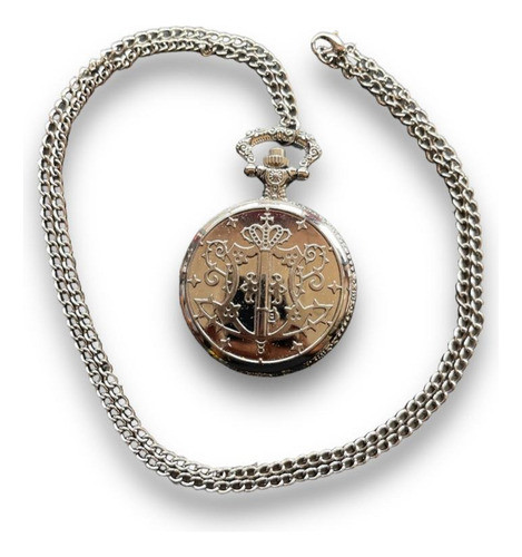 Relógio Bolso Colar  Kuroshitsuji Black Butler Preto 0