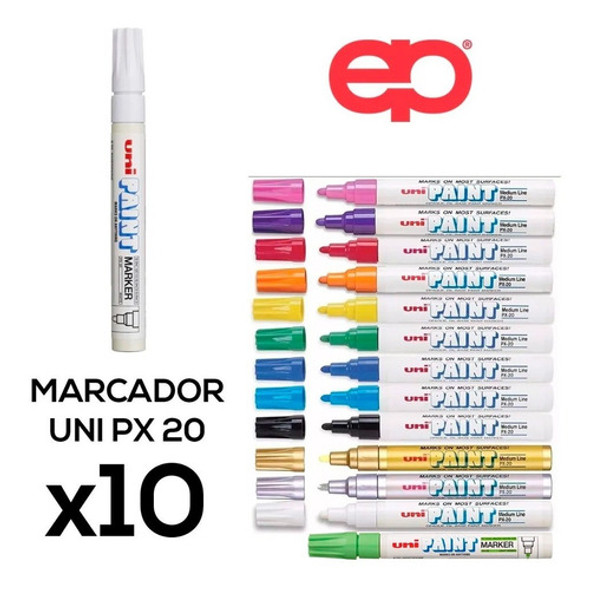 Marcadores Uni Paint Px 20 X 10 Unidades Pintura Al Aceite 1