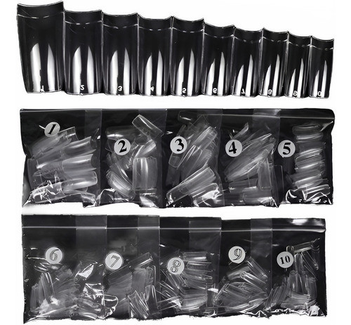 Tips Naturales /cristal /blancos De Bolsa Por 500 Unidades 0