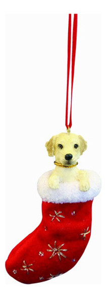 Amarillo Labrador Calcetin De Navidad Ornamento Con  Santa ' 0 Amarillo Labrador Calcetin De Navidad Ornamento Con  Santa ' 0