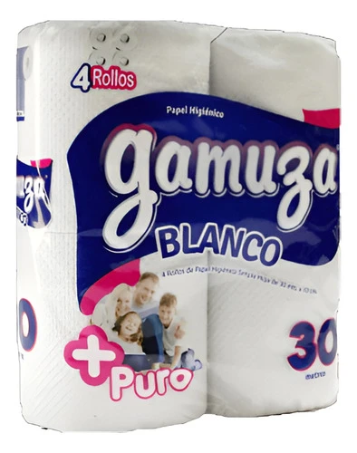 Papel Higienico Gamuza Blanco 30mts 4 Rollos (bulto X6) 1