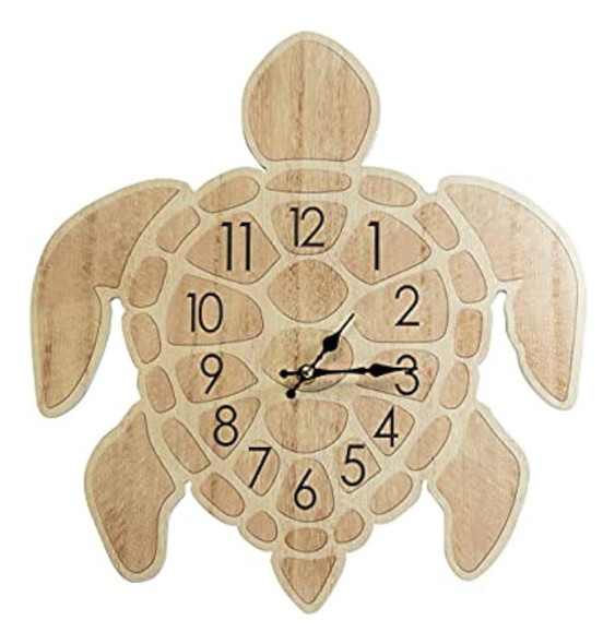 Reloj De Pared De Tortuga Troquelado Decorativo De Madera De 0