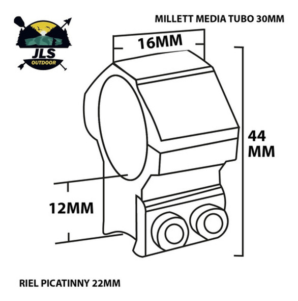 Anillas Montaje Millett Acero 30mm Riel 22 Mm Media Mira Cuo 1