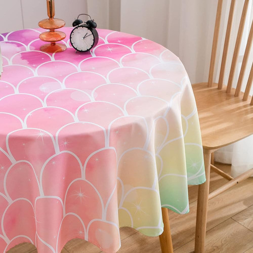Mantel Redondo De Escamas De Sirena Con Purpurina Qicho, Col 1