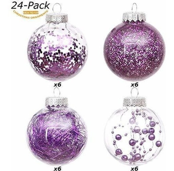 24 Bolas De Navidad Sea Team Trasparentes Con Violeta 7cm 1 24 Bolas De Navidad Sea Team Trasparentes Con Violeta 7cm 1