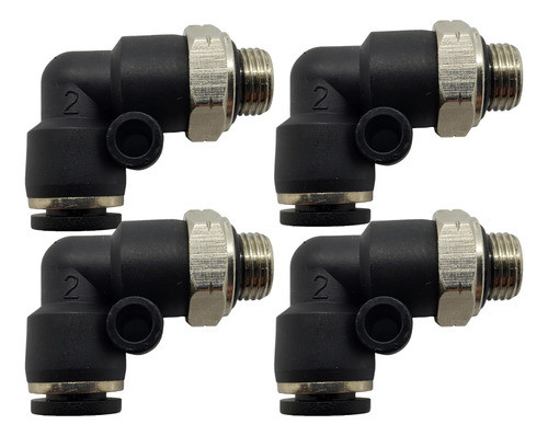 Pack Acople Rápido Neumático Codo 90 Rosca 1/4 Tubo 8mm X 4 0