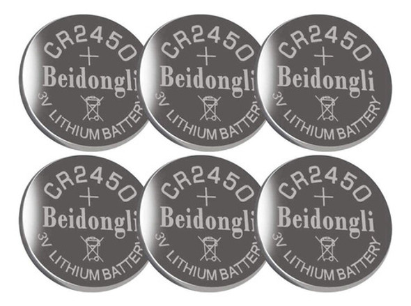 Beidongli Batera Cr2450 De 3 V De Litio (paquete De 6) Garan 0