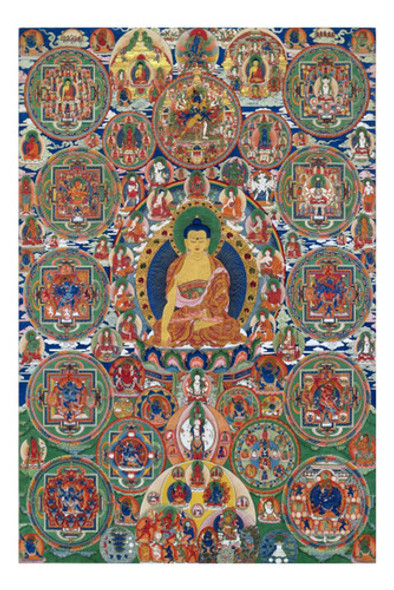 Mandala De Bhután - Siglo 19 - Budismo - Lámina 45x30 Cm. 0