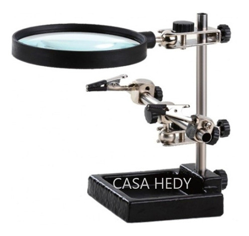 Lupa De Mesa Con 2 Pinzas Plaqueta Con Base Metalica Ø9cm 3x 0