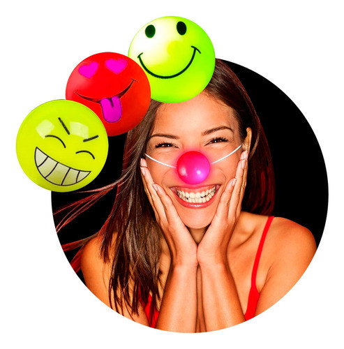 Nariz De Payaso Led Emoticon X10 - Cotillón Luminoso 0