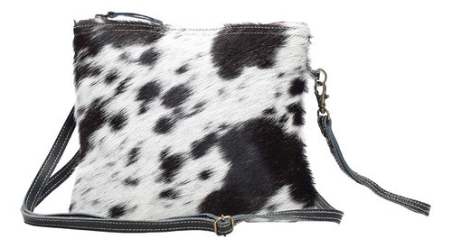 Myra Bolsa Blanco Y Negro Piel Vacuna Sombra Bolsa S1172 0