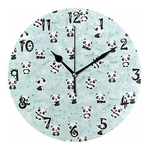 Reloj De Pared De Bambu De Panda De Dibujos Animados Attx, 0