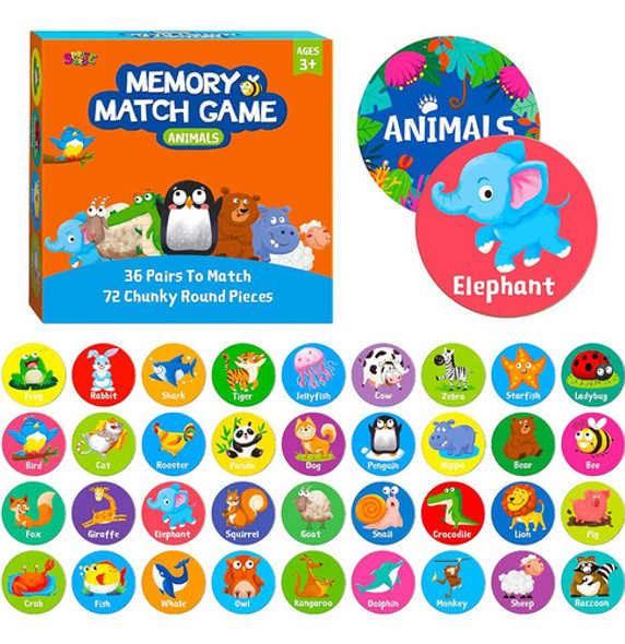 Spritegru Memory Matching Game, 72 Pcs Animal Matching Cards 0